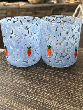NWT Anthropologie Carrot Old Fashioned Juice Glasses set